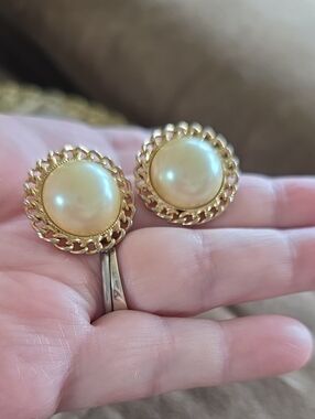3/$10 Gold-Tone Pearl Button Earrings - Classic Women’s Jewelry